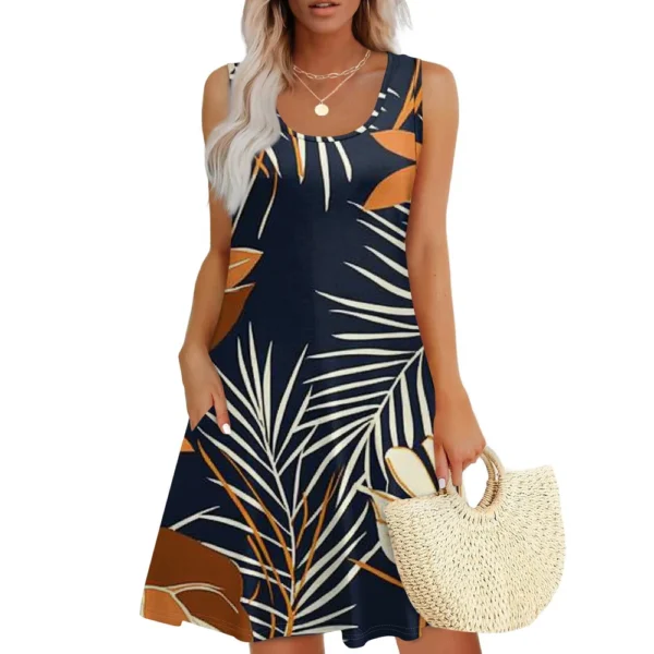 Women's Casual Fashion U-neck Sleeveless Print Dress - Image 22