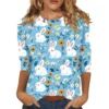 Women's Printed Tops Plus Size Casual Easter Basic Fashion 3/4 Sleeve Pullover - Image 3