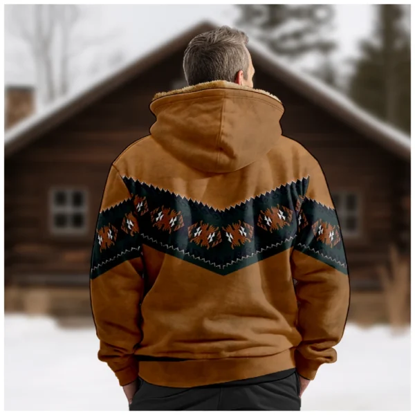 Men's Winter Print Jacket Men's Casual Trend Zipper Hooded Jacket - Image 9