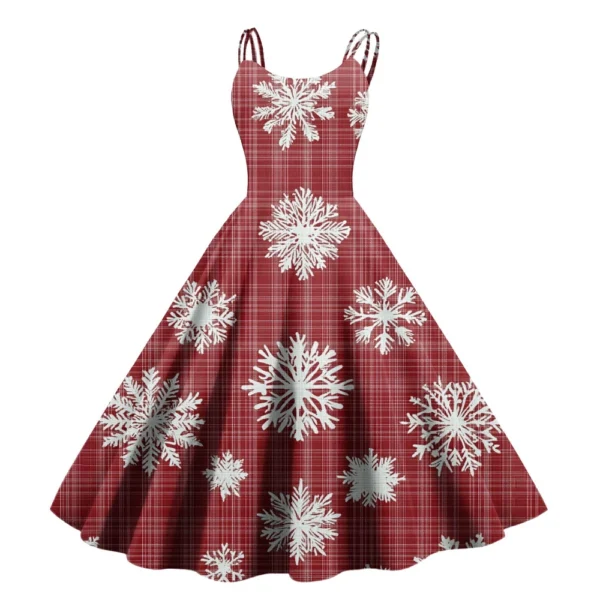 Women's Fashion Christmas Printed Sexy Strapless Gothic Cocktail Dress Punk, - Image 23