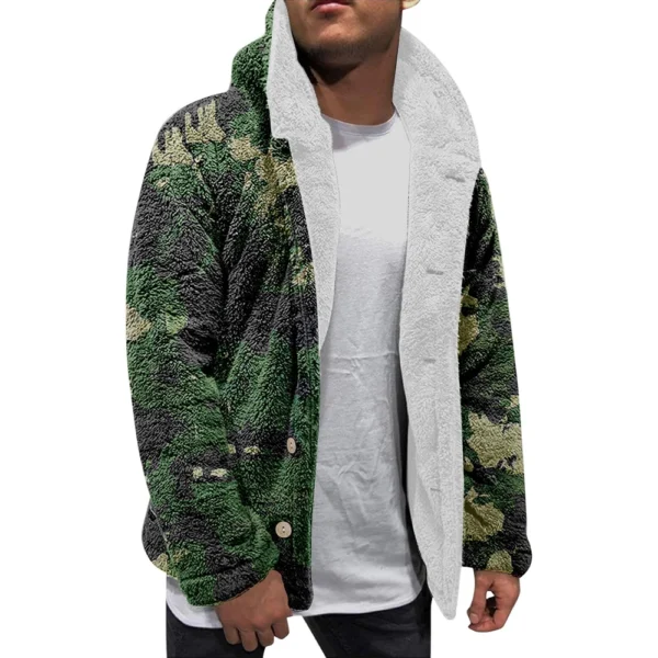 Men'S Winter Zipper Hooded Fleece Sweatshirt With Patch Pocket Casual Jacket - Image 8
