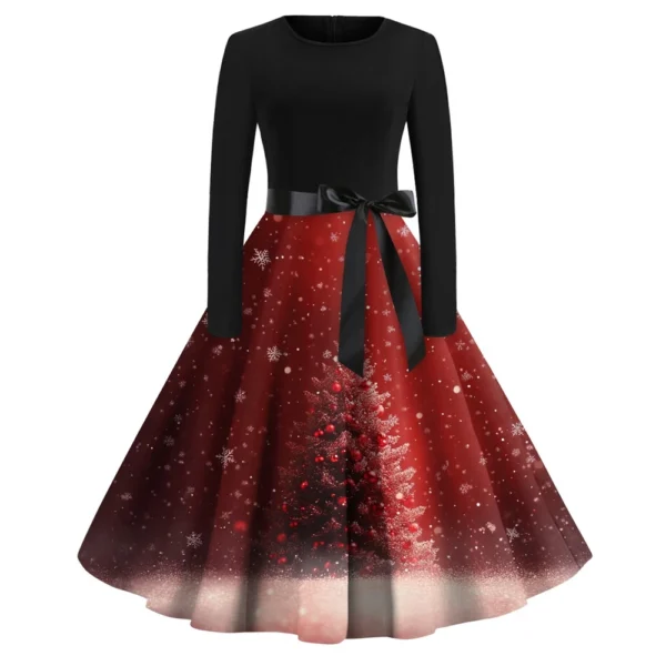 Women's Casual And Fashionable Round Neck Printed Vintage Dress - Image 20