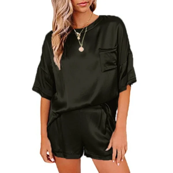 Set Solid Color Short Sleeve Short T-Shirt Pants Loose Casual Set - Image 9