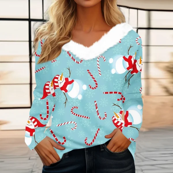 Long Sleeve Shirts For Women Cute Tops Christmas Prints Tees  Blouses Casual - Image 22