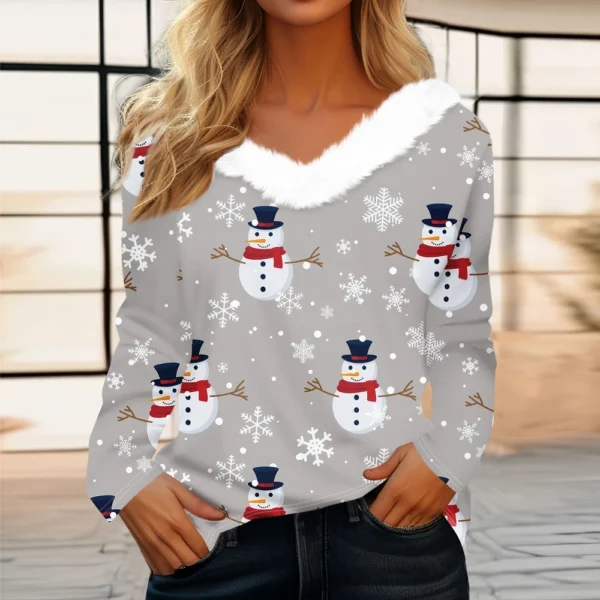 Long Sleeve Shirts For Women Cute Tops Christmas Prints Tees  Blouses Casual - Image 16