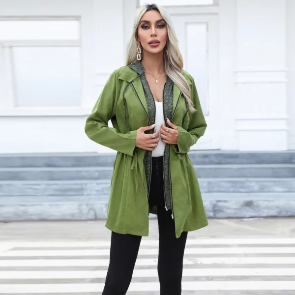 Coat long long sleeve windbreaker with hat - Image 16