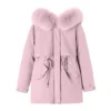 Women's Casual Warm Versatile Large Collar Solid Color Thickened Cotton Coat - Image 10