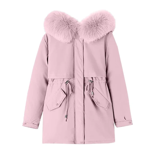 Women's Casual Warm Versatile Large Collar Solid Color Thickened Cotton Coat - Image 10