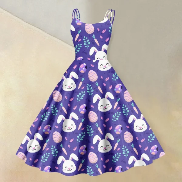 Women's  Casual Fashion Flower Print Sexy Off Shoulder Punk Retro Skirt - Image 28