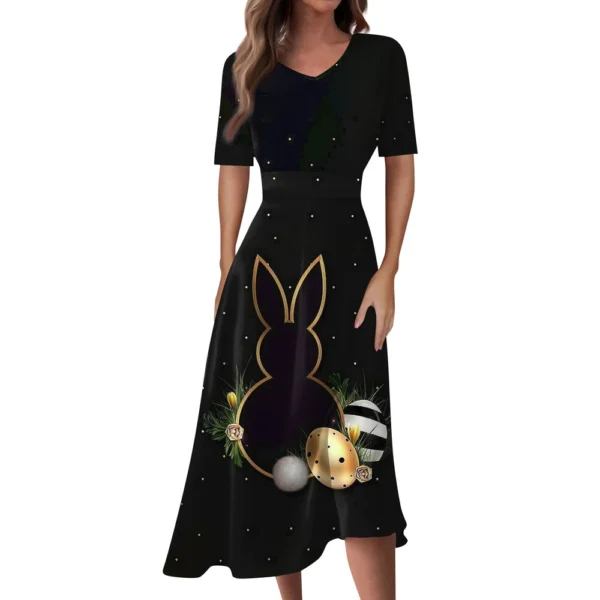 Women's Casual Fashion Dresses Summer Loose Easter Printed Sundresses Dress - Image 4