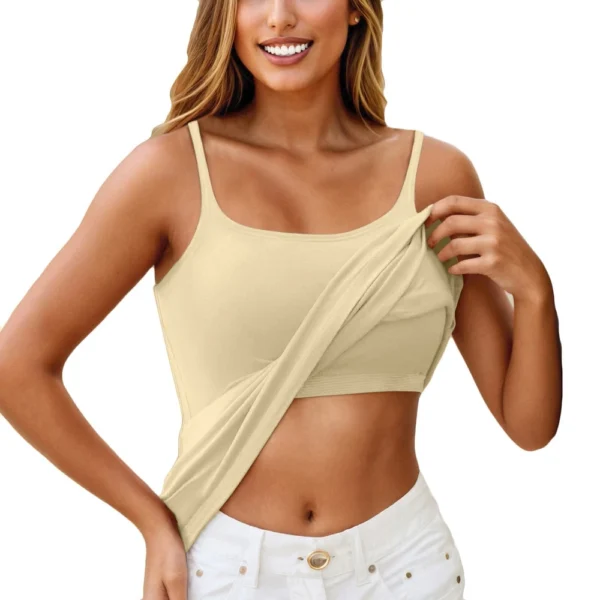 Womens Cami Adjustable Strap Camisole With Built in Padded Bra Vest Tank Tops - Image 10