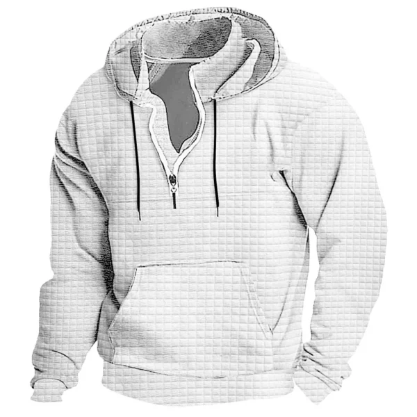 Men's Fashion Checkered Stand-up Collar Zipper Hooded Sweatshirt - Image 34
