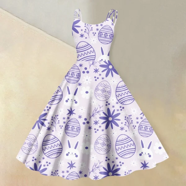 Women's  Casual Fashion Flower Print Sexy Off Shoulder Punk Retro Skirt - Image 30