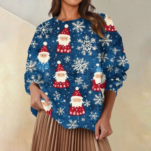 Women's Fashion Casual Round Neck Loose Long Sleeve Solid Color Sweatshirt - Image 19