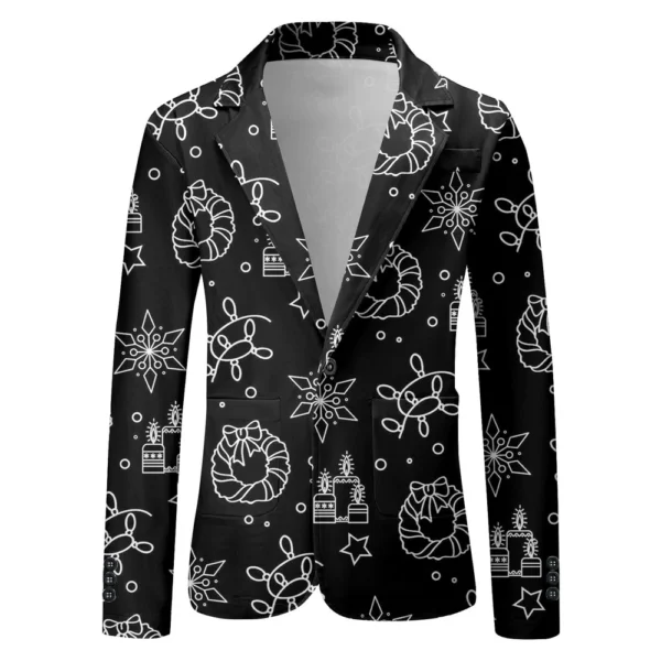 Unisex Winter Christmas Prints Suit Jackets Unisex Casual Fashion Button Jackets - Image 5