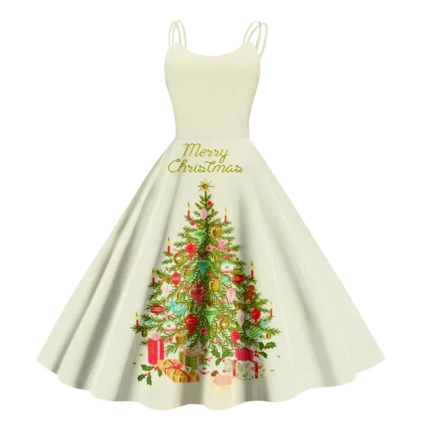 Christmas ladies casual fashion flower print sexy off shoulder punk retro skirt - Image 11