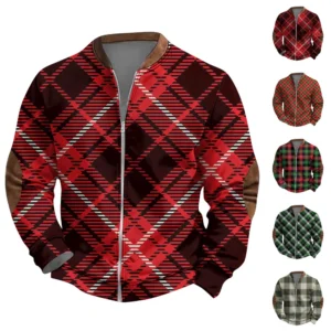 Men'S Retro Casual Sportswear With Open Zipper Sweatshirt Jacket