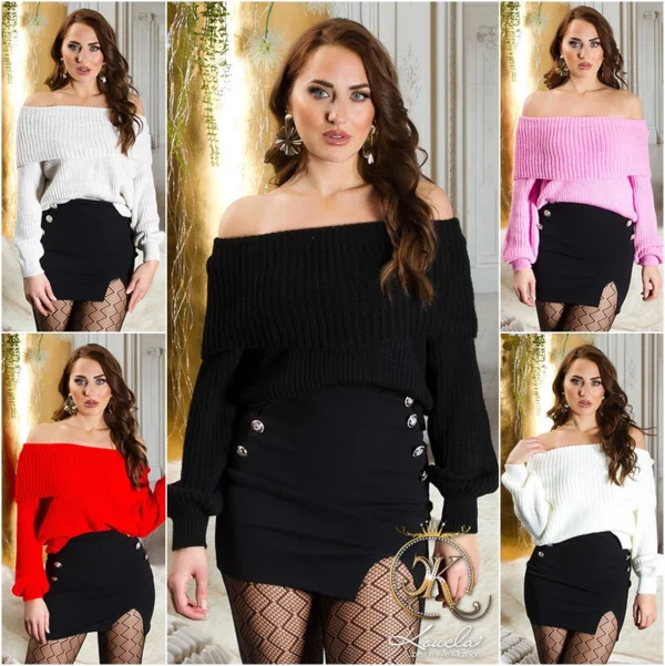 Knit top with flat collar for women - Image 2