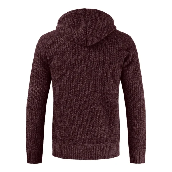 Men's Sweater With Thick Velvet Casual Knit Sweater, Fashionable Hooded Jacket - Image 10
