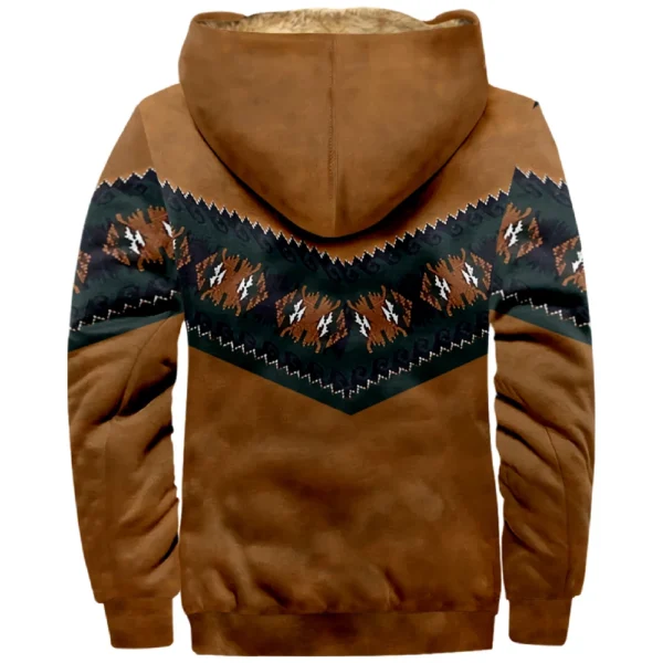 Men's Winter Print Jacket Men's Casual Trend Zipper Hooded Jacket - Image 7