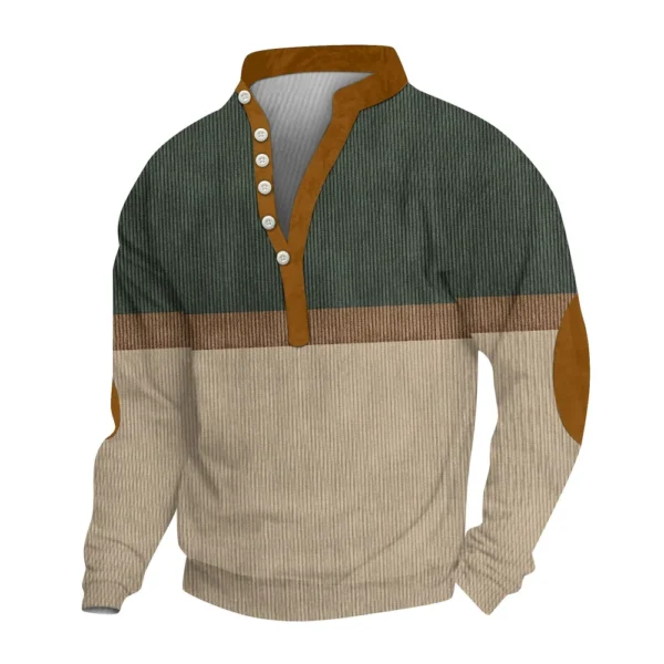Men's Corduroy Cardigan 6-button Long-sleeved Sweatshirt - Image 25