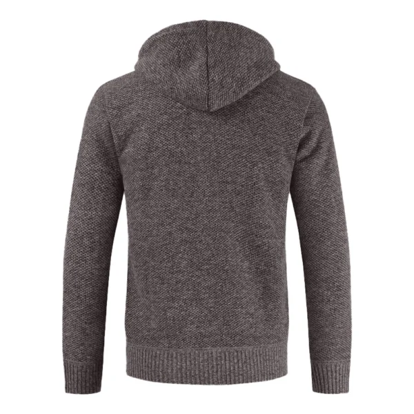 Men's Sweater With Thick Velvet Casual Knit Sweater, Fashionable Hooded Jacket - Image 12