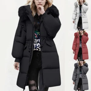 Women's Solid Color Down Cotton Jacket Medium-length Bread Clothing Large