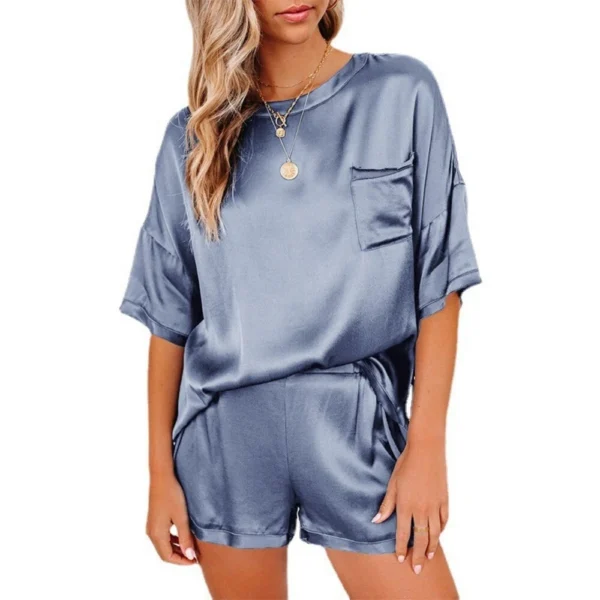 Set Solid Color Short Sleeve Short T-Shirt Pants Loose Casual Set - Image 12