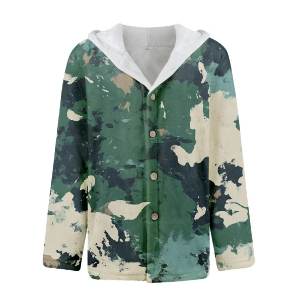 Men'S Winter Zipper Hooded Fleece Sweatshirt With Patch Pocket Casual Jacket - Image 12