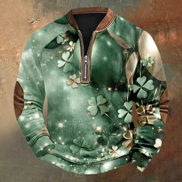 Men's St. Patrick's Day Vintage Casual Zip Sweatshirt Outdoor Casual Top - Image 37