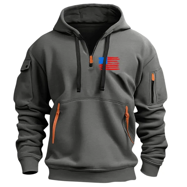 Men's Printed Sweatshirt Hoodie Zipper Arm Pocket Cardigan Men's Sports Large - Image 20