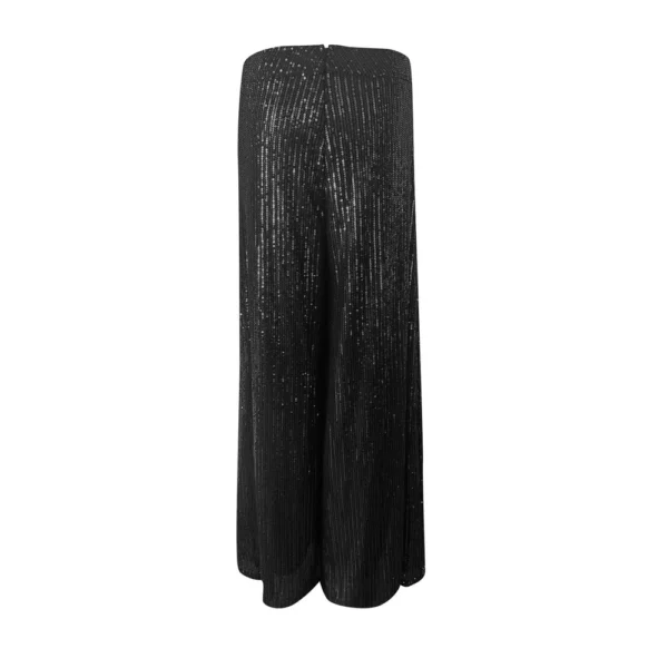 Women's Fashion Casual High Waist Thin Trousers Solid Colour Sequin Wide Leg - Image 10
