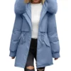 Women's Casual Warm Versatile Large Collar Solid Color Thickened Cotton Coat - Image 17