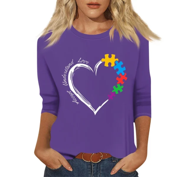 Women's Basic Printed Fashion Casual Easter Plus Size Tops 3/4 Sleeve Pullover - Image 26