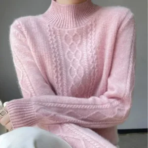 Cashmere Pullover Damen Pink Women Turtleneck Sweater