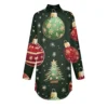 Women's Printed Christmas High Neck Pullover Long Sleeve Casual Fashion T-Shirt - Image 11