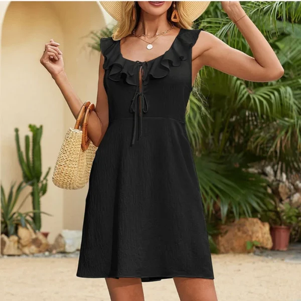 Women's Fashion Casual Square Neck Ruffle Casual Straight Dresses - Image 13