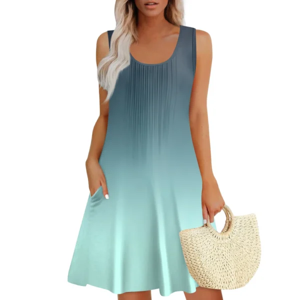 Womens Summer Dresses Loose  Sleeveless Sundresses Dress With Pockets - Image 9
