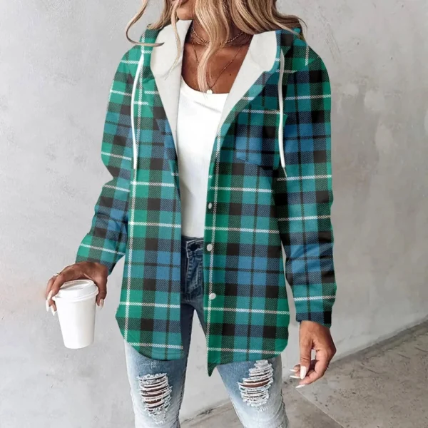 Fleece Hoodies For Women Warm Print Sweatshirt Button Lined Drawstring Hooded - Image 55