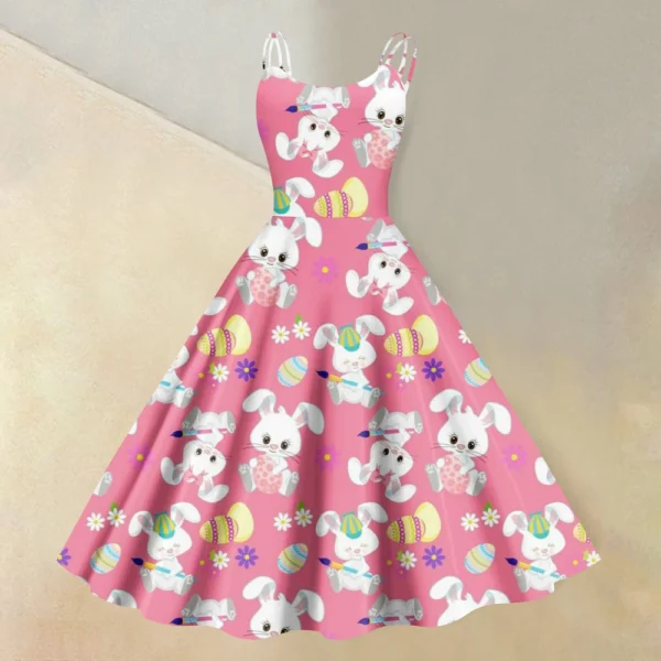 Women's  Casual Fashion Flower Print Sexy Off Shoulder Punk Retro Skirt - Image 28