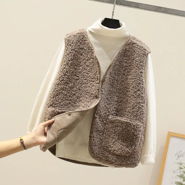Women's Fashion Casual Loose Lamb Wool Female Short   Winter  Vest - Image 16