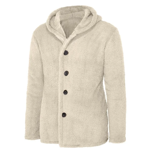 Fall And Winter Men's Solid Color Hooded Fleece Coat Fleece Fashion Trend - Image 7
