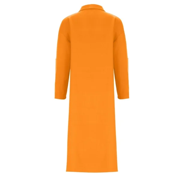 Women's Fashion Solid Color Loose Casual Comfort Lapel Long Button Coat - Image 7