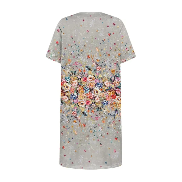Women's Square Collar Short Sleeve Fashion Skirt Floral Print Pocket Casual - Image 11