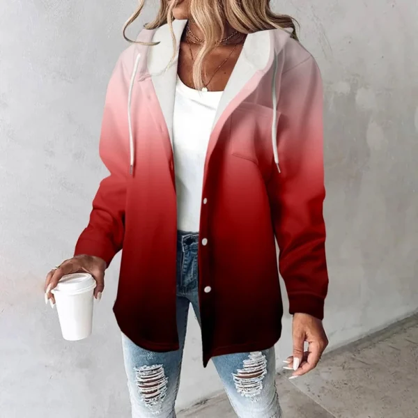 Fleece Hoodies For Women Warm Print Sweatshirt Button Lined Drawstring Hooded - Image 19