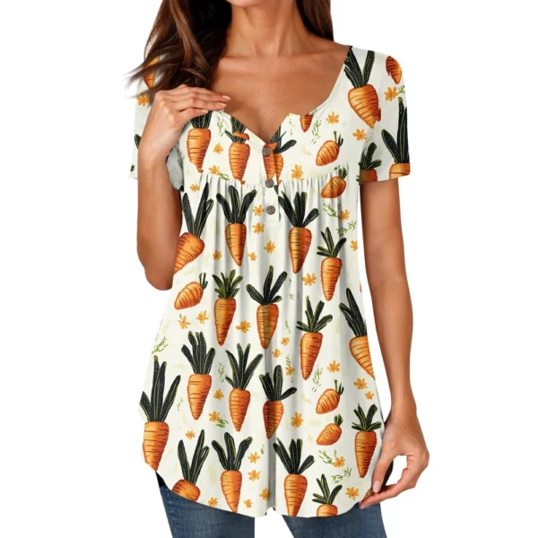 Women's Casual Daily Printed Round Neck Fashion Short Sleeved Loose T-Shirt - Image 7