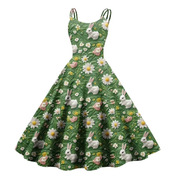 Women's Easter Printed Loose Fashion Dresses Casual Sundresses Summer Dress - Image 13