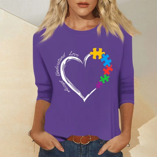 Women's Basic Printed Fashion Casual Easter Plus Size Tops 3/4 Sleeve Pullover - Image 25