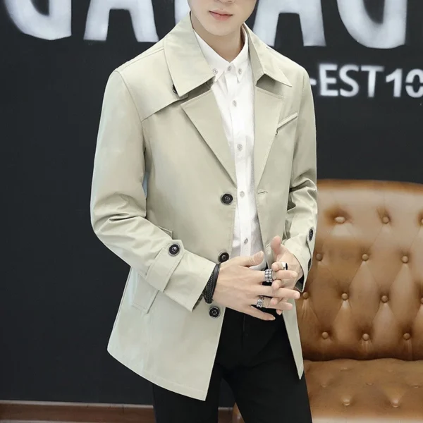 Slim-fit men's mid-length lapel jacket - Image 2