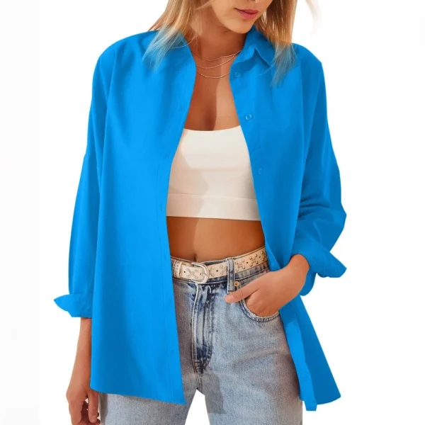 Fashion Loose Long Sleeve Cardigan Shirt Top - Image 12